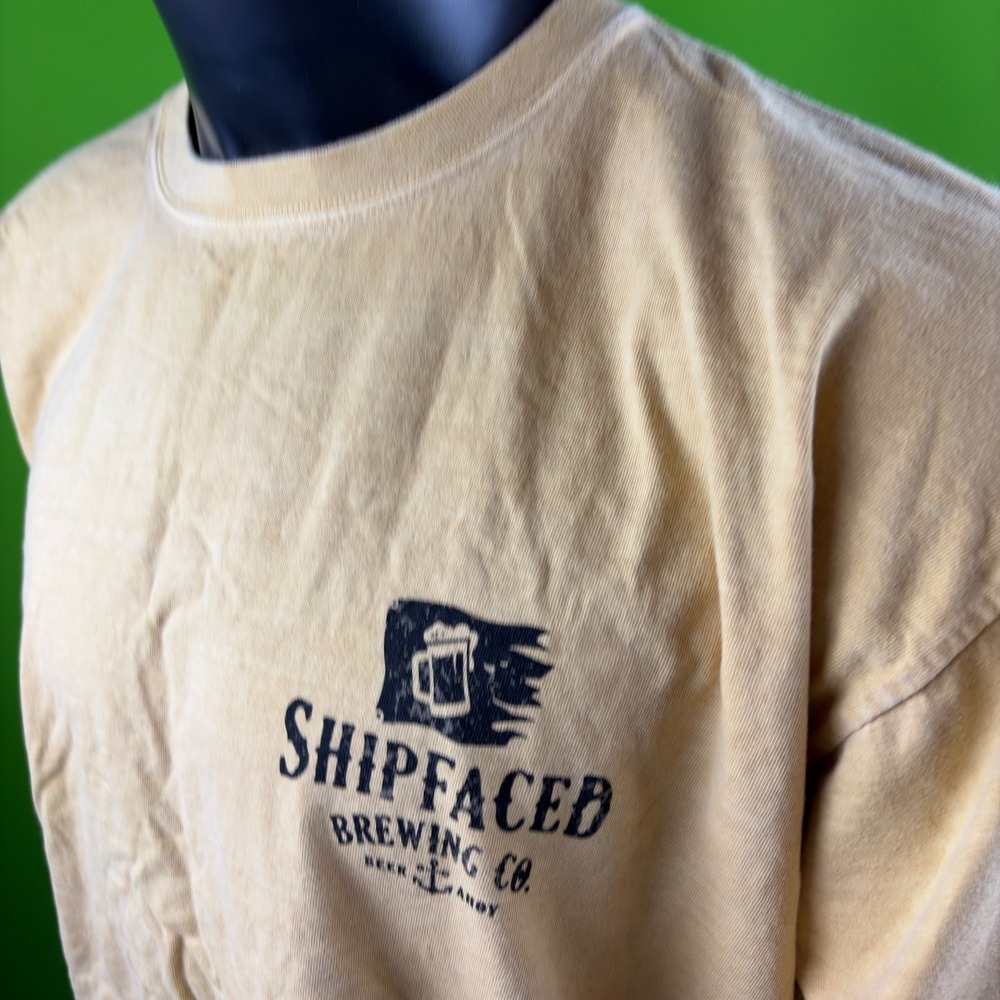 Shipfaced Brewing Co Graphic T-Shirt Crazy Shirts Hawaii Mens 2X Yellow Cotton